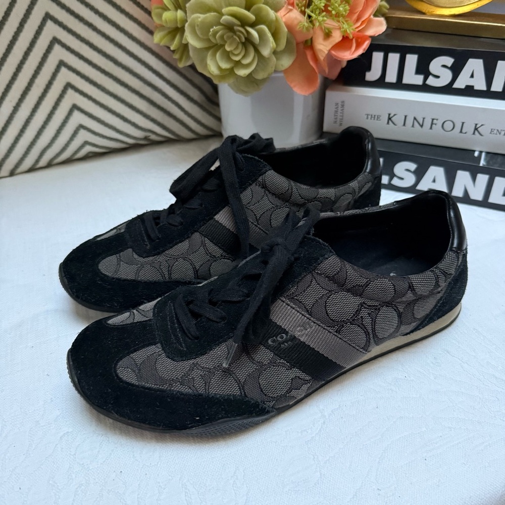 Coach Women's Black and Gray Patterned Sneakers